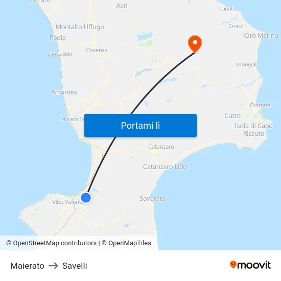 Maierato to Savelli map