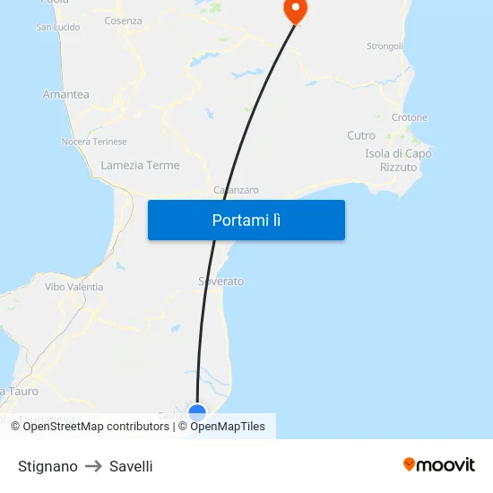 Stignano to Savelli map