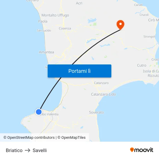 Briatico to Savelli map