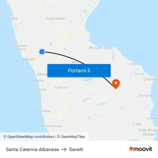 Santa Caterina Albanese to Savelli map