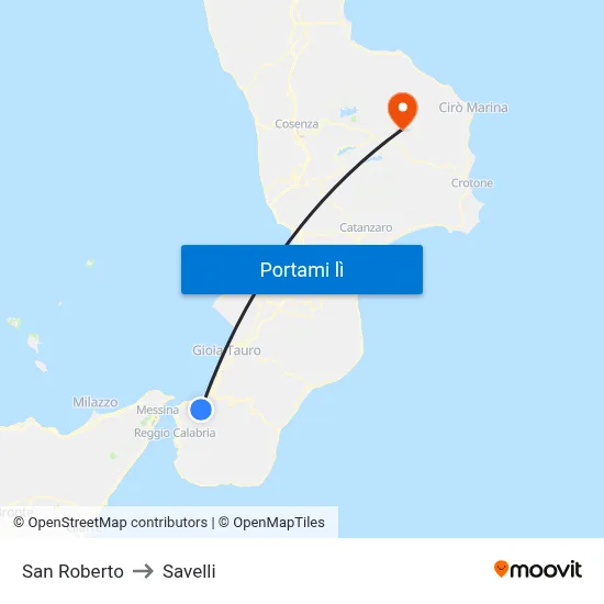 San Roberto to Savelli map