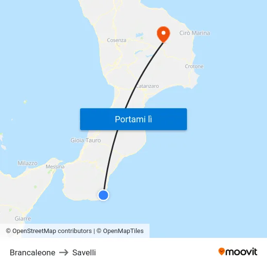 Brancaleone to Savelli map