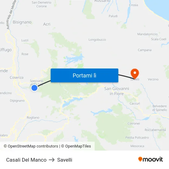 Casali Del Manco to Savelli map