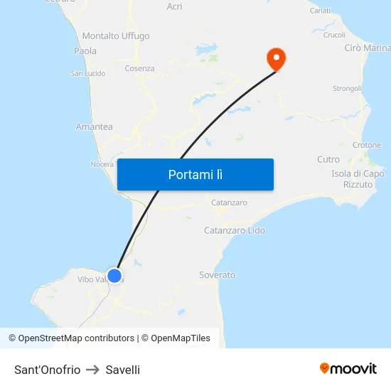 Sant'Onofrio to Savelli map