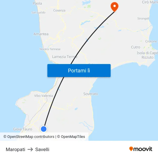 Maropati to Savelli map