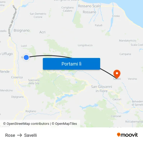 Rose to Savelli map