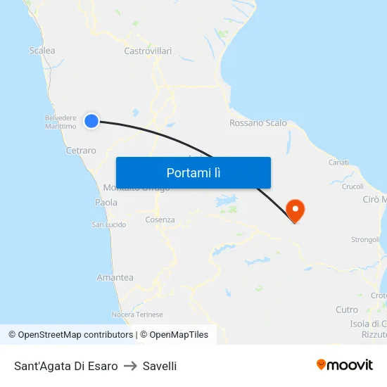 Sant'Agata Di Esaro to Savelli map