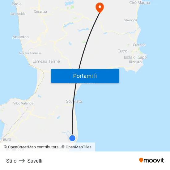 Stilo to Savelli map