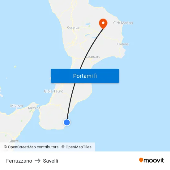 Ferruzzano to Savelli map