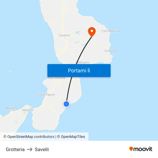 Grotteria to Savelli map