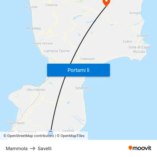 Mammola to Savelli map