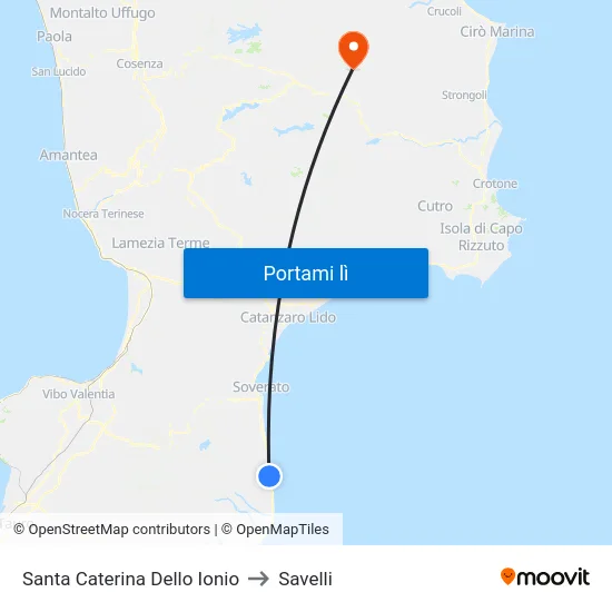 Santa Caterina Dello Ionio to Savelli map