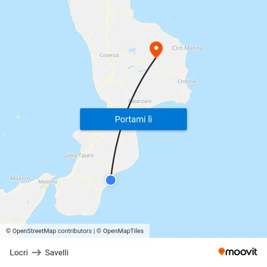 Locri to Savelli map