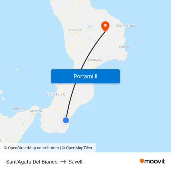 Sant'Agata Del Bianco to Savelli map