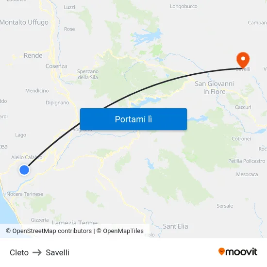 Cleto to Savelli map