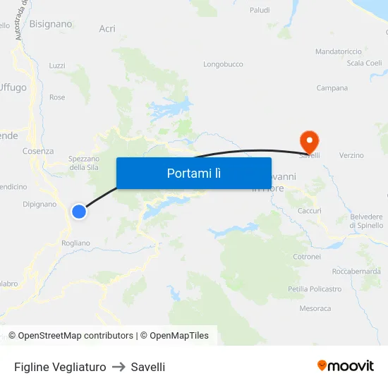 Figline Vegliaturo to Savelli map
