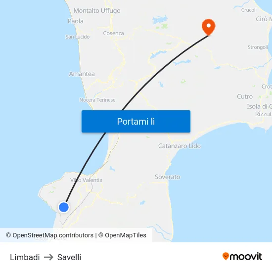 Limbadi to Savelli map