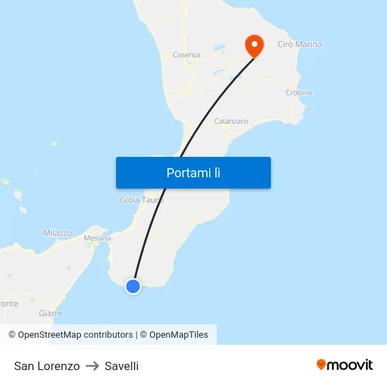 San Lorenzo to Savelli map