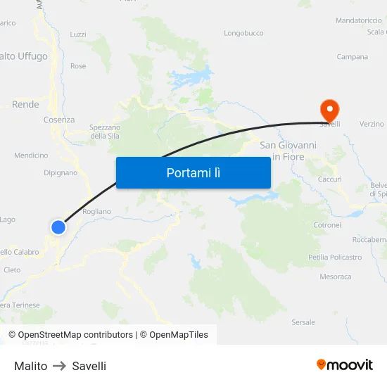Malito to Savelli map
