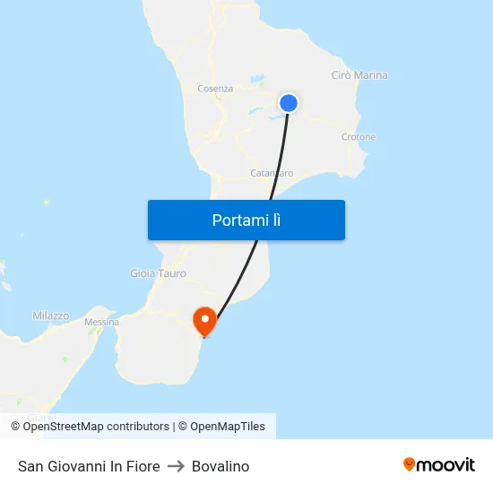 San Giovanni In Fiore to Bovalino map