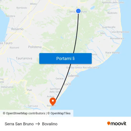 Serra San Bruno to Bovalino map