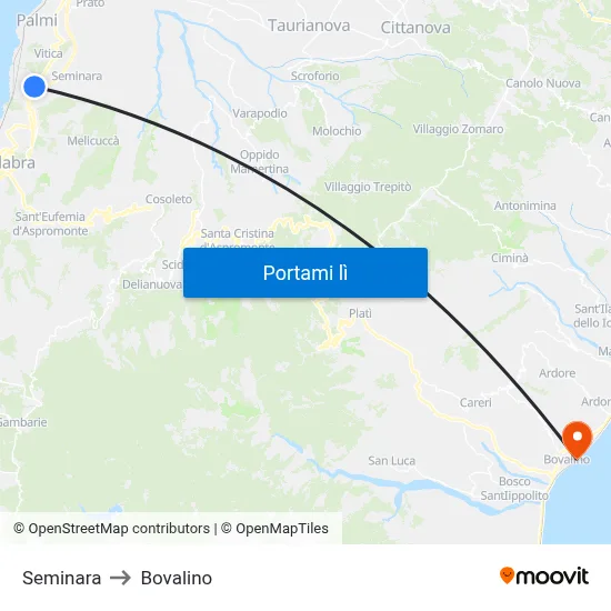 Seminara to Bovalino map