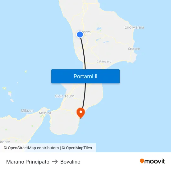 Marano Principato to Bovalino map
