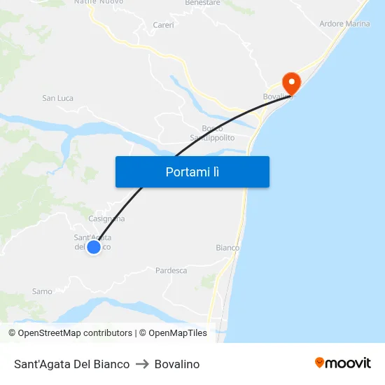 Sant'Agata Del Bianco to Bovalino map