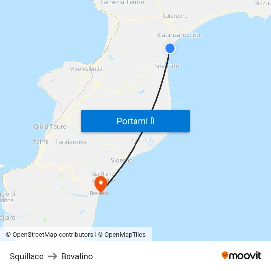 Squillace to Bovalino map