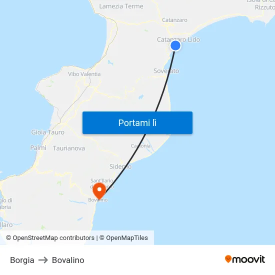 Borgia to Bovalino map