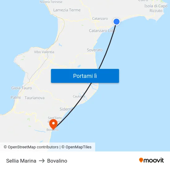 Sellia Marina to Bovalino map