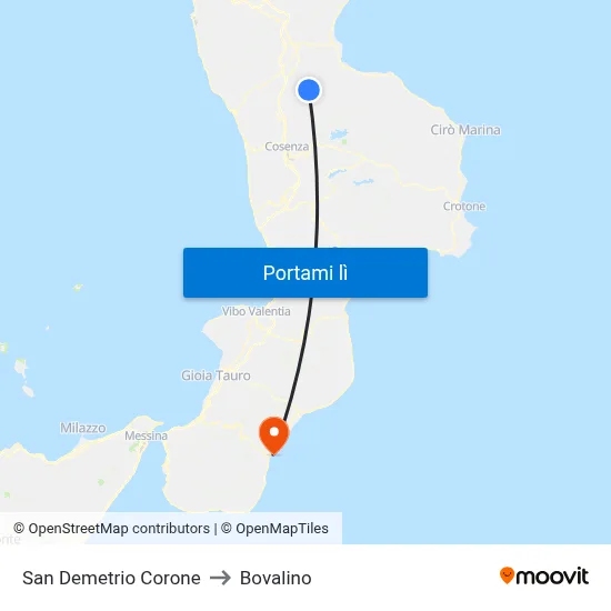 San Demetrio Corone to Bovalino map