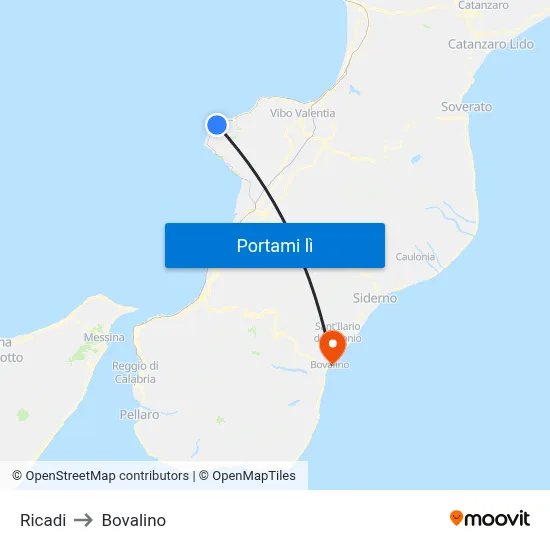 Ricadi to Bovalino map