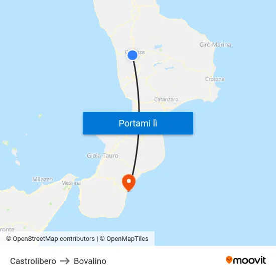 Castrolibero to Bovalino map