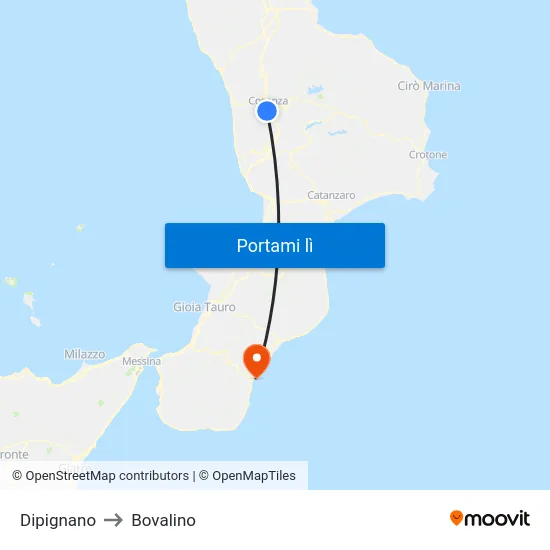 Dipignano to Bovalino map
