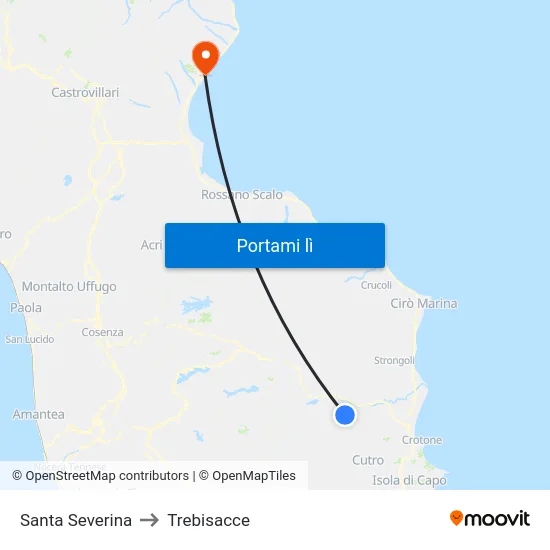 Santa Severina to Trebisacce map