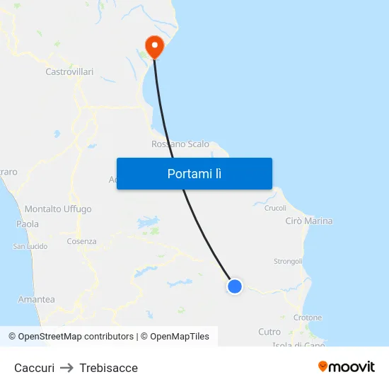 Caccuri to Trebisacce map