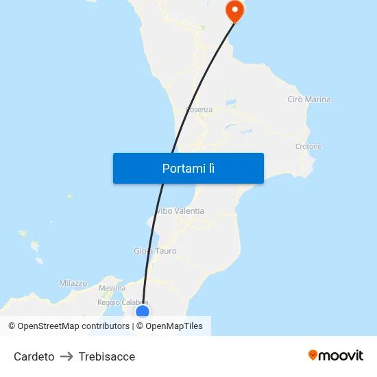 Cardeto to Trebisacce map