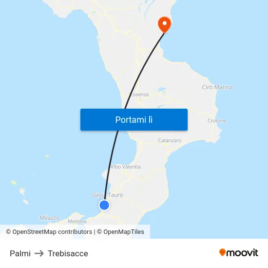 Palmi to Trebisacce map