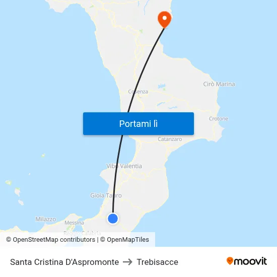 Santa Cristina D'Aspromonte to Trebisacce map