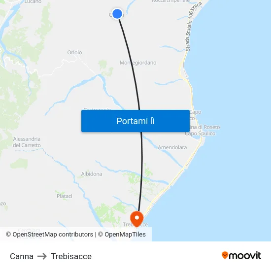 Canna to Trebisacce map