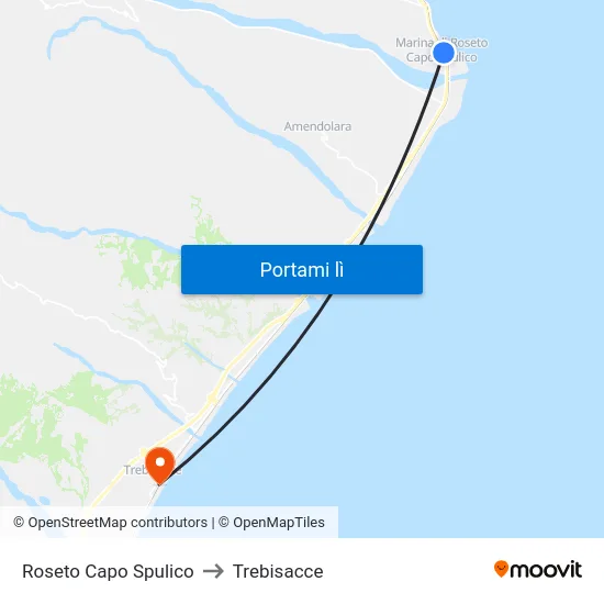 Roseto Capo Spulico to Trebisacce map