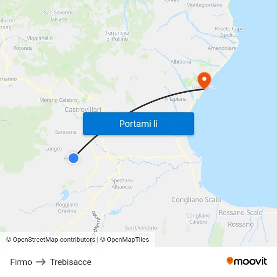 Firmo to Trebisacce map
