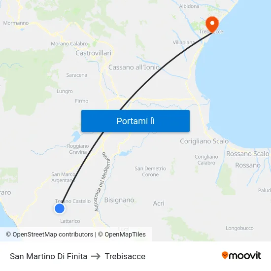 San Martino Di Finita to Trebisacce map