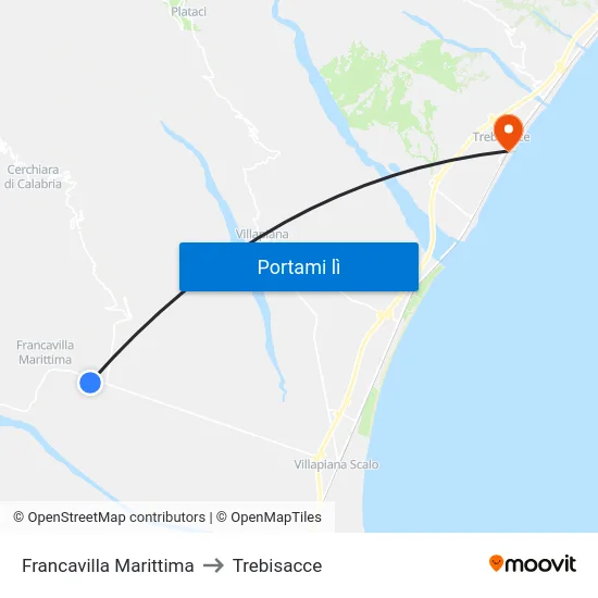 Francavilla Marittima to Trebisacce map
