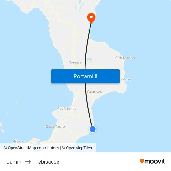 Camini to Trebisacce map