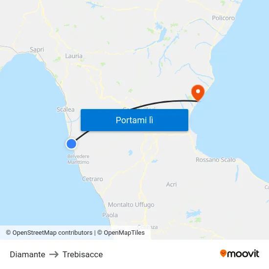 Diamante to Trebisacce map