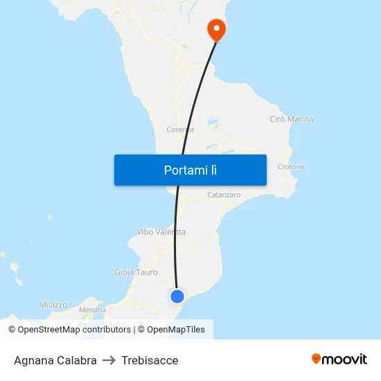 Agnana Calabra to Trebisacce map