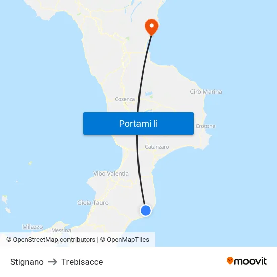 Stignano to Trebisacce map
