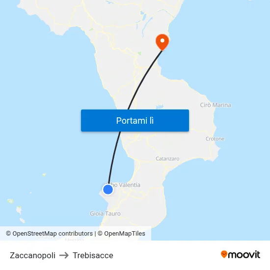 Zaccanopoli to Trebisacce map